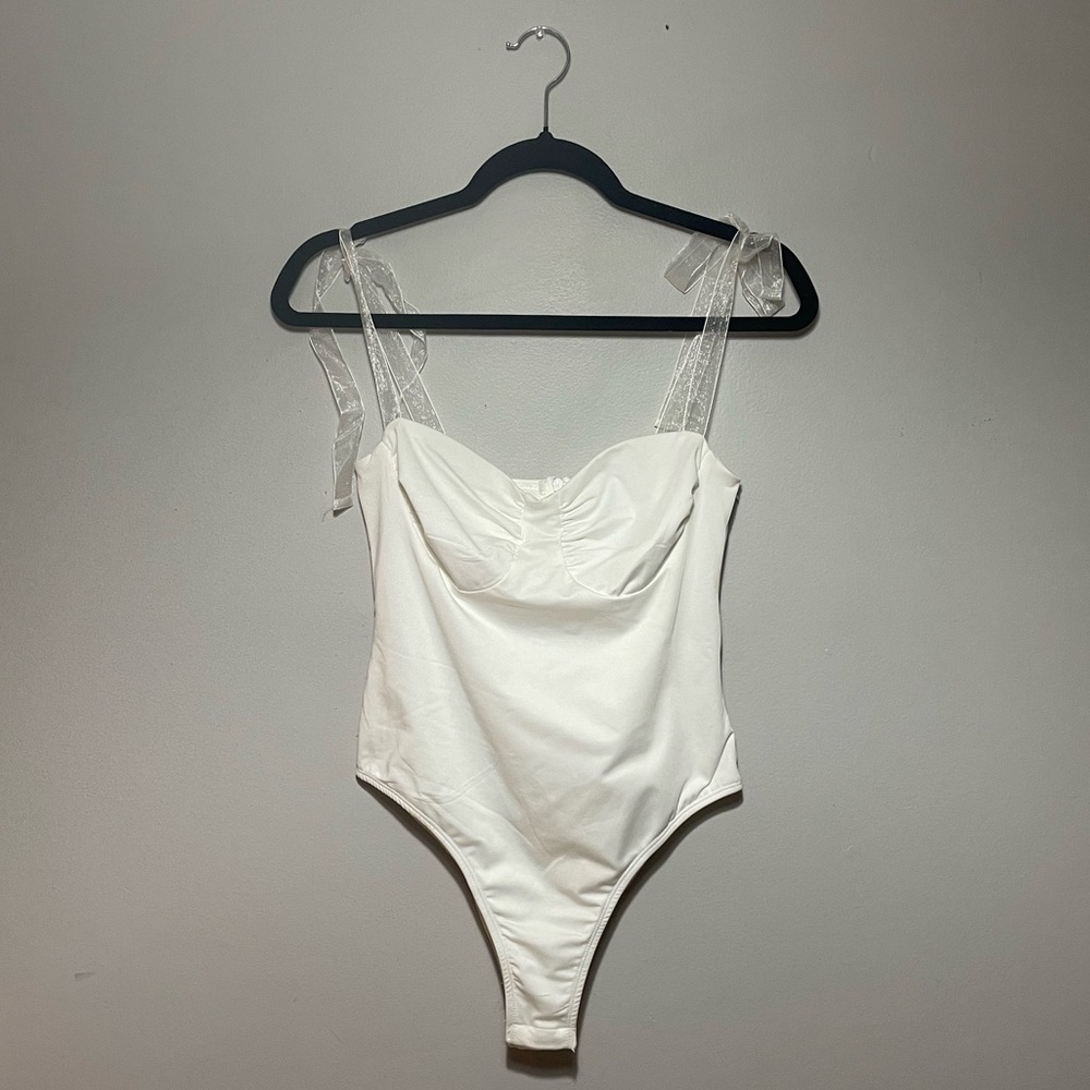 Organza Tie-Strap Sweetheart Bodysuit